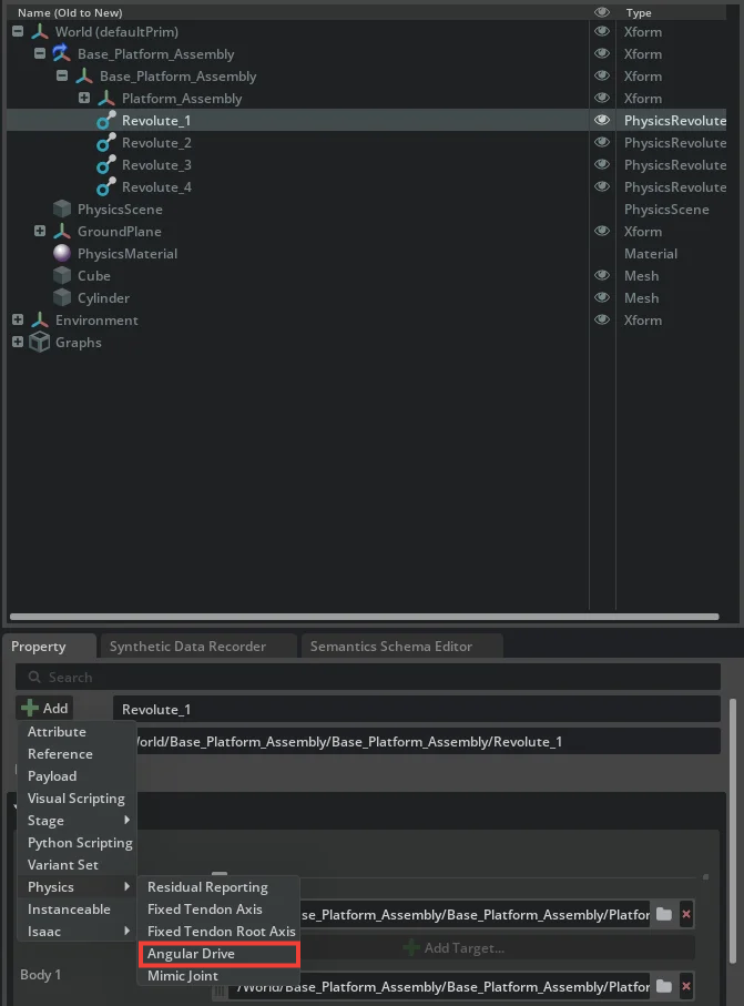 Isaac Sim Angular Drive